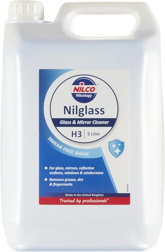 Nilglass H3 Professional Glass & Mirror Cleaner 5L Pack of 1 – Streak-Free, Smudge-Free, Fast-Drying Window & Glass Cleaner | Suitable for Mirrors, Glass Surfaces & Windows