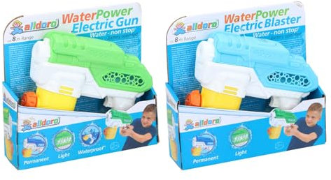 2 pistolas de agua eléctricas con efectos de luz, funciona con pilas, alcance de 8 m, 230 ml, pistola pulverizadora