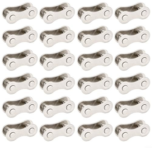 Zeroupshop Paquete de 24 eslabones de cadena de bicicleta de acero rápido para bicicleta de montaña de una sola velocidad, accesorios de transmisión