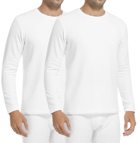 Chic Defend Herren Thermounterwäsche Unterhemd 1/2er Pack Thermo Oberteil Innenfleece Winter Warm Unterwäsche Longsleeve Langarmshirt
