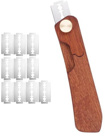TAKONE Brot Einschneidemesser mit 10 Klingen – Teigmesser Brot aus Edelholzgriff, Scharfes Einschneidemesser für Brot, Baguette & Gebäck