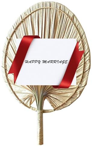 Hand Woven Wedding Fan - Organic Palm Ceremony Program, Decorative Cooling Gift for Outdoor Events | ECO Easy Natural Breeze Fan for Tropical LUA