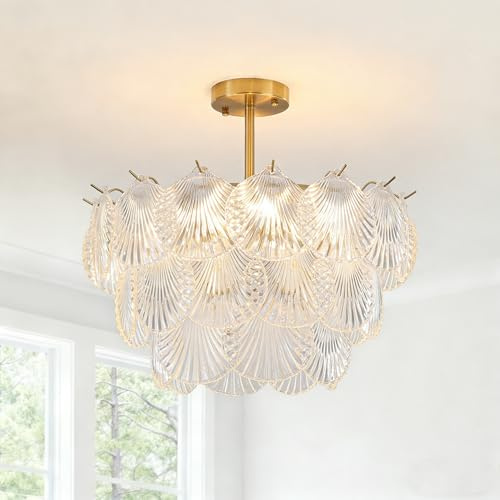 Surpars House Kristall-Kronleuchter, moderner goldener Kronleuchter, 6-flammige Deckenleuchte für Wohnzimmer, Schlafzimmer, Esszimmer, Küche, Kücheninsel, Eingangsbereich