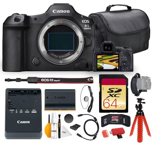 Canon EOS R5 Mark II Mirrorless Camera Bundle | High-Resolution Full-Frame Sensor, Advanced Dual Pixel AF & 8K Video | for Professional & Wedding Photography (6536C002) + 64GB Card + Bag + More