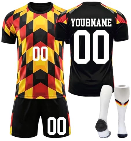 2026 Fußball Trikot Kinder Erwachsene - Fussball Trikot Personalisiert mit Eigenem Namen und Nummer Fußballtrikot Set mit Football T Shirt Shorts Socken Fussballtrikot Jersey