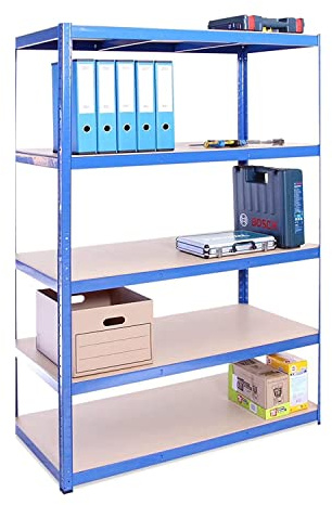 G-Rack Garage Shelving Unit: 180cm x 120cm x 60cm | Single bay, Blue 5 Tier Unit | 175kg Load Weight Per Tier (875kg Per Unit) | Home, Office, Garage or Business Use | 5 Year Warranty
