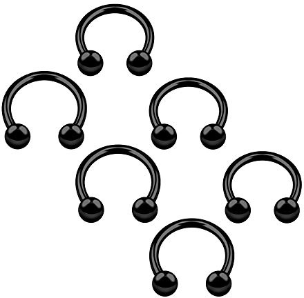 6 Stk Circular Barbell Ohrringe Piercing Schmuck, Legierter Stahl, keine Angabe