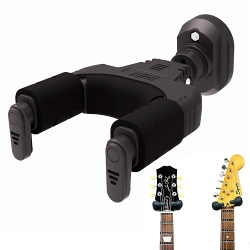 AUPHY Profesional Soporte de Pared para Guitarra,Autocierre por Gravedad & Diseño Giratorio, Gran Capacidad de Carga para Guitarras Acústicas y Clásicas y Guitarras y Bajos Eléctricos
