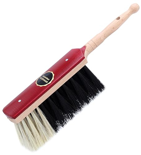 Agrarflora Stubenhandfeger Rosshaar 30cm - Handfeger aus lackiertem Buchenholz - Handbesen mit Rosshaarborsten - Kehrbesen für feinen Schmutz und Staub - Handkehrbesen Made in Germany
