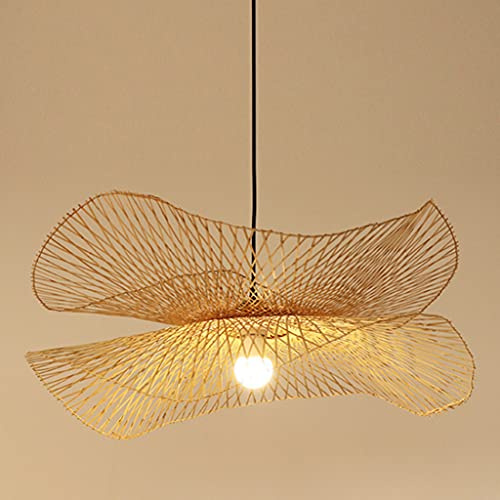 Lampada A Sospensione A Cappello Di Paglia Luci Pendenti Intrecciata in Bambù E27 Paralume in Rattan Lampadario Regolabile in Altezza Retro Paese Industriale Soggiorno Corridoio Cucina Ufficio,55cm