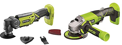 Ryobi ONE+ R18MT-0 18V Cordless Multi Tool (Zero Tool) & R18AG-0 ONE+ Angle Grinder, 18V (Body Only)
