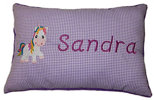 Momelie Lila Schmusekissen * Kuschelkissen * Einhorn * mit Namen Bestickt * 25 x 40 cm * SK-li_0056