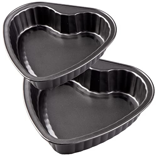 Yomvzake Heart Cake Pan Set of 2, 8 Inch and 9 Inch Heart Shaped Baking Pan Cookie Pan for Valentine's Day Baking Wedding Birthday
