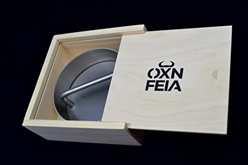 OXNFEIA® Burgerpresse Edelstahl 2-teiliges Set mit Holzbox - Hamburgerpresse ideal für gleichmäßig geformte Patties und Grillgenuss - nachhaltig, spülmaschinenfest & rostfrei, ⌀11cm