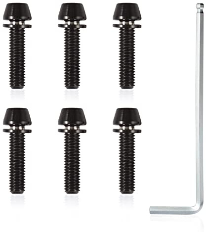 SPEEDWOX Sechskantschrauben mit Sechskantschlüssel, Titan M5 x 20 mm mit Unterlegscheibe, MTB, Rennrad, Mountainbike, Fahrrad, Vorbauschrauben, schwarz, 6 Stück