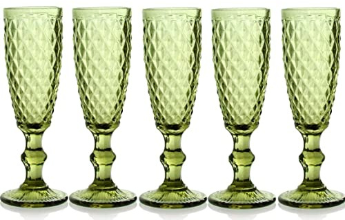 GICOS SRL Set 6 bicchieri calici flute 140 ml in vetro bicchieri spumante classico colore verde GIN-829642