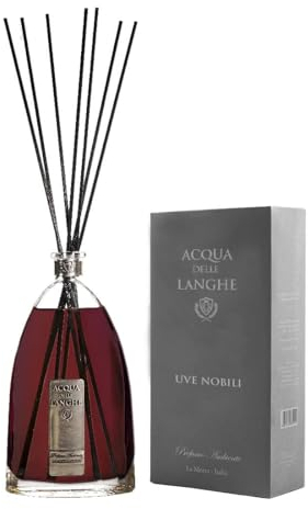 Acqua delle Langhe -Profumatore Ambiente – Uve Nobili Duft, 200 ml – Hochwertiger Raumdüfter mit Rattan-Stäbchen, Aroma Diffusor, Lang anhaltende Frische, Made in Italy