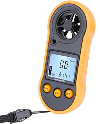 Digital Anemometer, Handheld Mini Wind Speed Temperature Gauge with Digital LCD Display for Windsurfing Kite Flying Sailing Surfing Fishing
