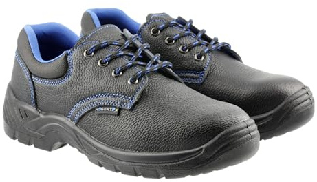 Högert Technik Arbeitsschuhe ZORGE, Sicherheitsstiefel BAU, Stahlkappe, rutschfest, wasserdicht, hohe Schutzschuhe, Schwarz, Industrie, Handwerk