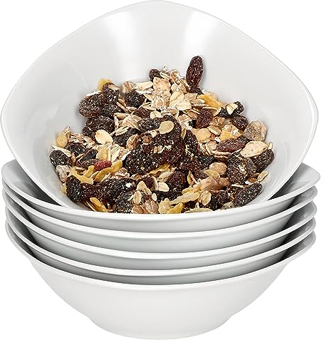 MamboCat Lotta Lot de 6 bols à céréales I 250 ml I Coupelle en porcelaine blanche pour 6 personnes I Bol pour salade, fruits, desserts, collations, etc. I Vaisselle chic pour le petit-déjeuner, le