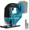 MaxEarn 750W Akku Stichsäge für Makita 18V Lithium-Akku mit Schalterverriegelung und Stufenlosem Geschwindigkeitsschalter, Akku-Pendelhubstichsäge mit 4 Stichsägeblatt für Holz, PVC (Ohne Batterien)