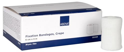 ABENA Vendaje de gasa de 6 cm x 4 m, 20 rollos, vendaje elástico de material de vendaje, vendaje transpirable y respetuoso con la piel, ideal para el cuidado de heridas, deportes y la vida cotidiana