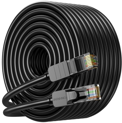 JARNHNG Câble Ethernet 100M Cat 6, Câble Internet Haute Vitesse 10gbps, Cordon de Raccordement Lan RJ45 Noir, Câble Ethernet Long Pour Jeux, Ordinateur, Télévision (Complet)