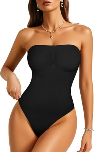 Gotoly Body Sculptant Femme Gaine sans Bretelles Amovibles Body Gainant sans Coutures Ventre Plat Invisible Shapewear Bodysuit