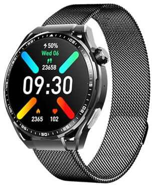 GFPHBJ Montre Connectée Homme Écran HD De 1,55 Appel Bluetooth Traqueur De Fitness Surveillance De La Santé IP67 Étanche Pédomètre Smartwatch pour iOS/Android,E