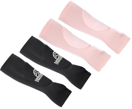 PATIKIL Volleyboll armärmar, 4 st passerande underarmshylsor med skyddsdynor tumhål armskydd för ungdomar män kvinnor, 2 flerfärgad, Svart, rosa, 10.24 x 3.94 x 2.76 inch