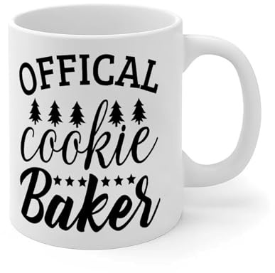 Wodevor Offizielle Cookie-Bäcker-Kaffeetasse, weiße Keramik-Kaffeetasse, Teetassen, lustige Übung, weiß, glänzend, Muttertagsgeschenk, Geschenk für Familie, Vater, 325 ml