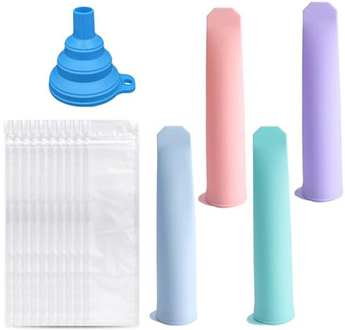 4 Moldes Para Helado, 10 Bolsas Para Paletas, 1 Embudo, Juego Para Hacer Helado, Tubo De Silicona Para Cubitos De Hielo, Molde Para Paletas Con Tapa, Molde Para Helado Diy