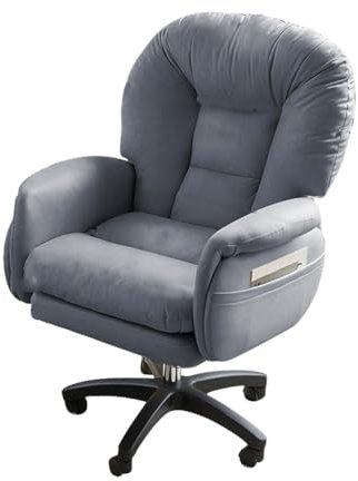 Drehstuhl, Computerstuhl, faules Sofa, Gaming-Stuhl mit Rollen, echte Rückenlehne, Sessel, ergonomischer Bürostuhl für Schlafzimmer, Arbeitszimmer, gepolsterter Sitz (Grau-Blau, ohne)