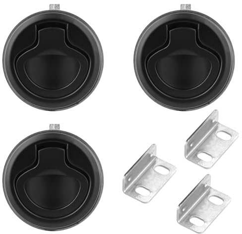 volumoon 3 Pezzi Serratura per Mobili, Serratura per Cassetti Piccoli, Serratura per Porta a Incasso Rotonda, Lucchetti Pull Lock per Mobili, Flush Pull Hatch per Mobili/Armadi/Roulotte/Cassetti