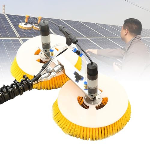 Spazzola per la pulizia del pannello solare elettrico asta telescopica 7,5 m Strumento per la pulizia dello spruzzatore automatico dell'acqua a doppio disco, spazzola speciale per l'acqua del tetto