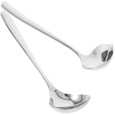 Cabilock Stainless Steel Soup Spoons Sauce Ladle Spout Sauce Soup Spoons for Kitchen Restaurant and Home