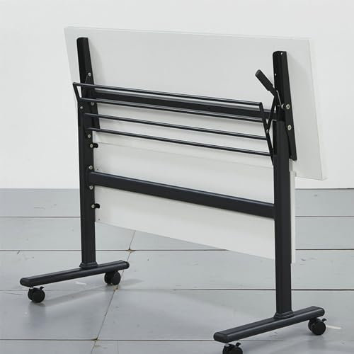 Zusammenklappbarer Konferenztisch 2er Set mit Schallwand und feststellbaren Rädern, ideal für Konferenzräume, Trainingsräume, Medienzentren und Klassenzimmer, schwarz, tragbare und platzsparende