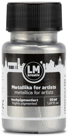 LM-Kreativ Metallika for Artists 50 ml - Silber - Metallic Acrylfarbe/Bastelfarbe. Für kreative Projekte auf Holz, Leinwand, Keramik. Hochdeckend, lichtecht. Für Künstler und Bastler