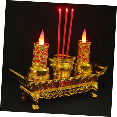 Bougies Électriques D'autel LED Rétro Chinoises pour Bouddha | Plastique Doré, Usage Bouddhiste et Cérémonie, Style Lotus, Format Votif