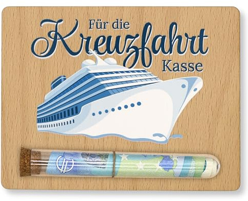 ZUKLA Verpackung für Geldgeschenk Reise - 13 x 10 cm - mit Reagenzglas - Geschenke für Reisende - Geldgeschenk Schiffsreise - Reisekasse für die Kreuzfahrt - Reisegutschein