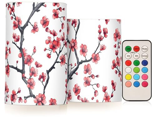 miaozhen China flor de ciruelo belleza flores velas sin llama conjunto de velas parpadeantes luces electrónicas impermeable led para Acción de Gracias batería vela conjunto de 2 piezas