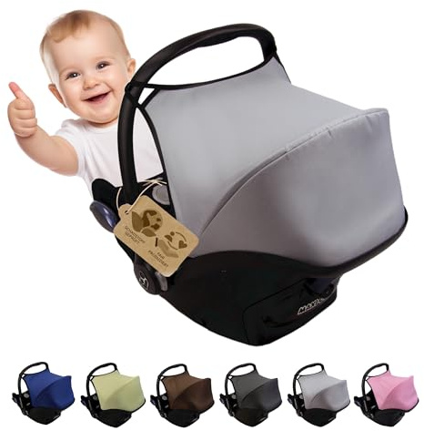 Capota parasol compatible con Maxi Cosi Cabrio Fix (gris claro) | Para portabebés, protección solar, protección UV 50+, duradero y resistente, incluye almohadilla para cinturón de seguridad
