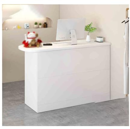 HOFUNTRE Empfangstheke Mit Schubladen，Moderne Rezeption，Sichere Und Abgerundete Ecken Verhindern Stöße Und Verletzungen, Schlichtes Aussehen, Robust Und Langlebig(White)
