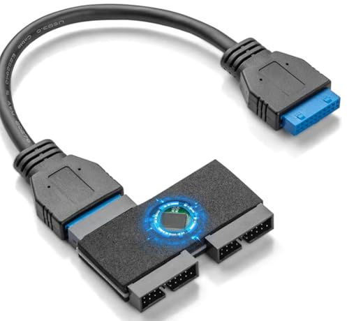 JNJOOD HUB USB 3.0 19 Pin 1 À 2 avec Puce et Modulaire HUB USB 19 Pin Carte Mère Extension de Données USB3.0 19 Pin