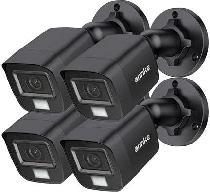 ANNKE 4 X 1080P HD telecamera di sorveglianza esterna cablata, IP67, resistente alle intemperie, analogica per interni ed esterni, doppia illuminazione intelligente per visione notturna a colori