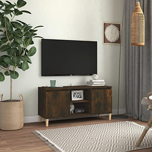 Homvdxl Moderner TV-Schrank, 2 Türen, TV-Ständer für 114,4 cm / 127,7 cm große Fernseher, TV-Ständer mit offenen Regalen, Fernsehtisch für Wohnzimmer, Esszimmer & Schlafzimmer, Eiche+Rustikal