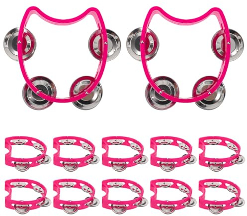 CONGARTENO 12 pièces Tambourines Plastique Percussion pour Garçon Fille Instruments à Main Léger avec Clochettes Tambourins Éducatifs pour Éveil Musical Pratique Du Rythme et Divertissement