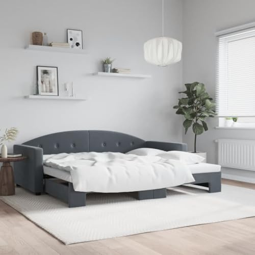 QZZCED 2-in-1-Schlafsofa mit Ausziehbett, Doppel-Sofa, modernes minimalistisches Design für Wohnzimmer, solide Struktur aus Holz und Metall