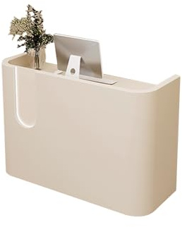 Generisch Bancone con LED e cassetti, bancone di ricevimento per ufficio, supermercato, hotel, negozio di abbigliamento, bianco, beige, YUANHU, beige, 120 x 60 cm