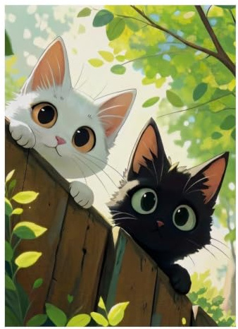Chat Clôture Feuilles 1000pcs Mini Puzzle pour Famille Difficile